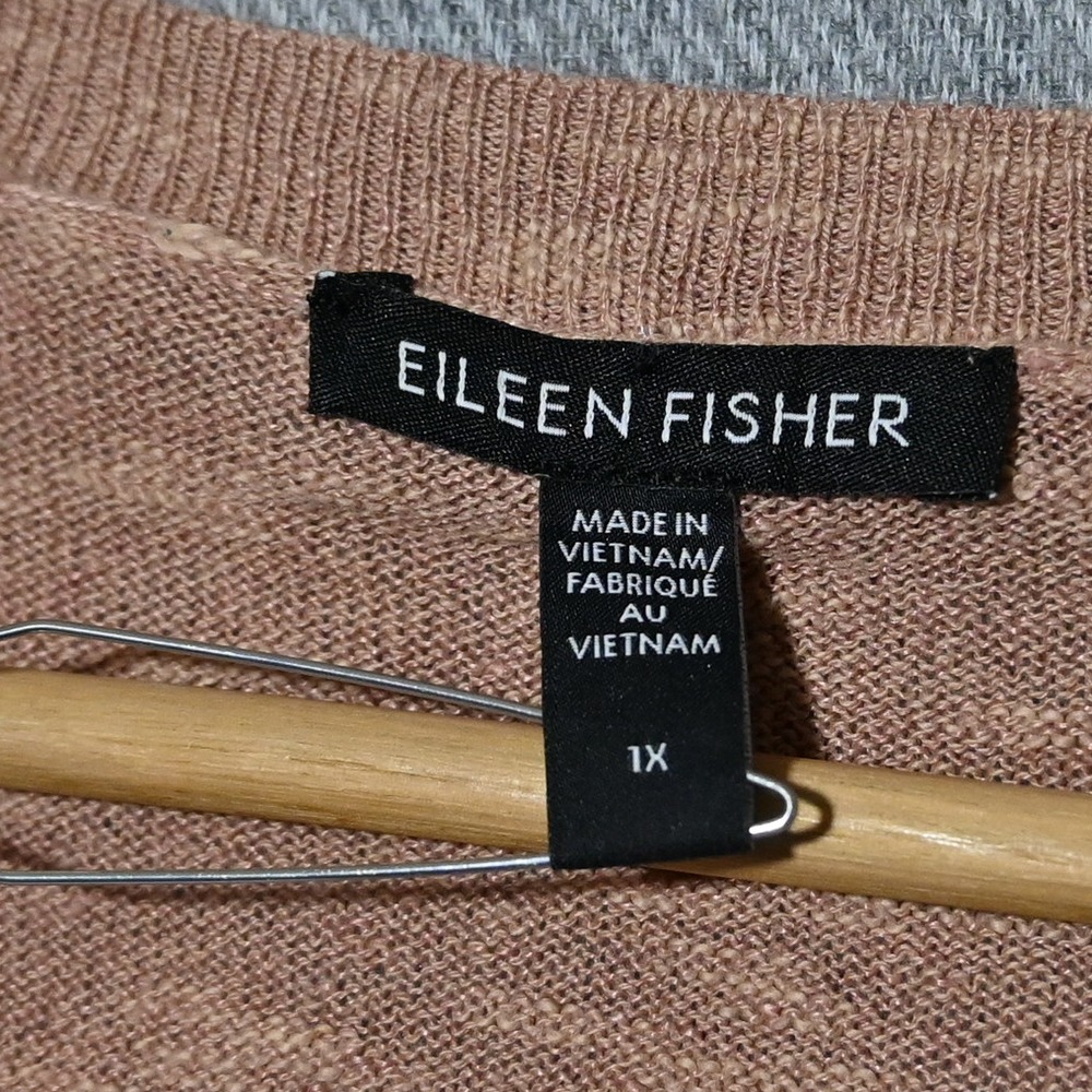 Eileen Fisher Top Womens Relaxed Organic Linen Cotton Pocket 1X Terracotta - Picture 3 of 8